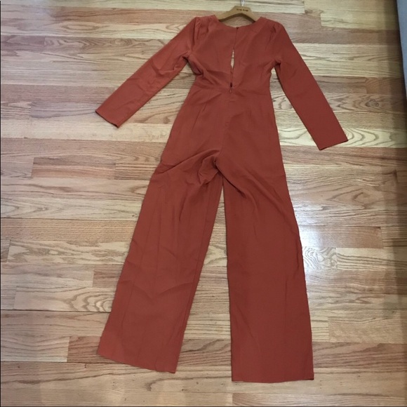 Rust Plunging Neckline Jumpsuit - Picture 6 of 11